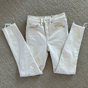 Free People Raw High-Rise Jegging, Ecru, Size 25